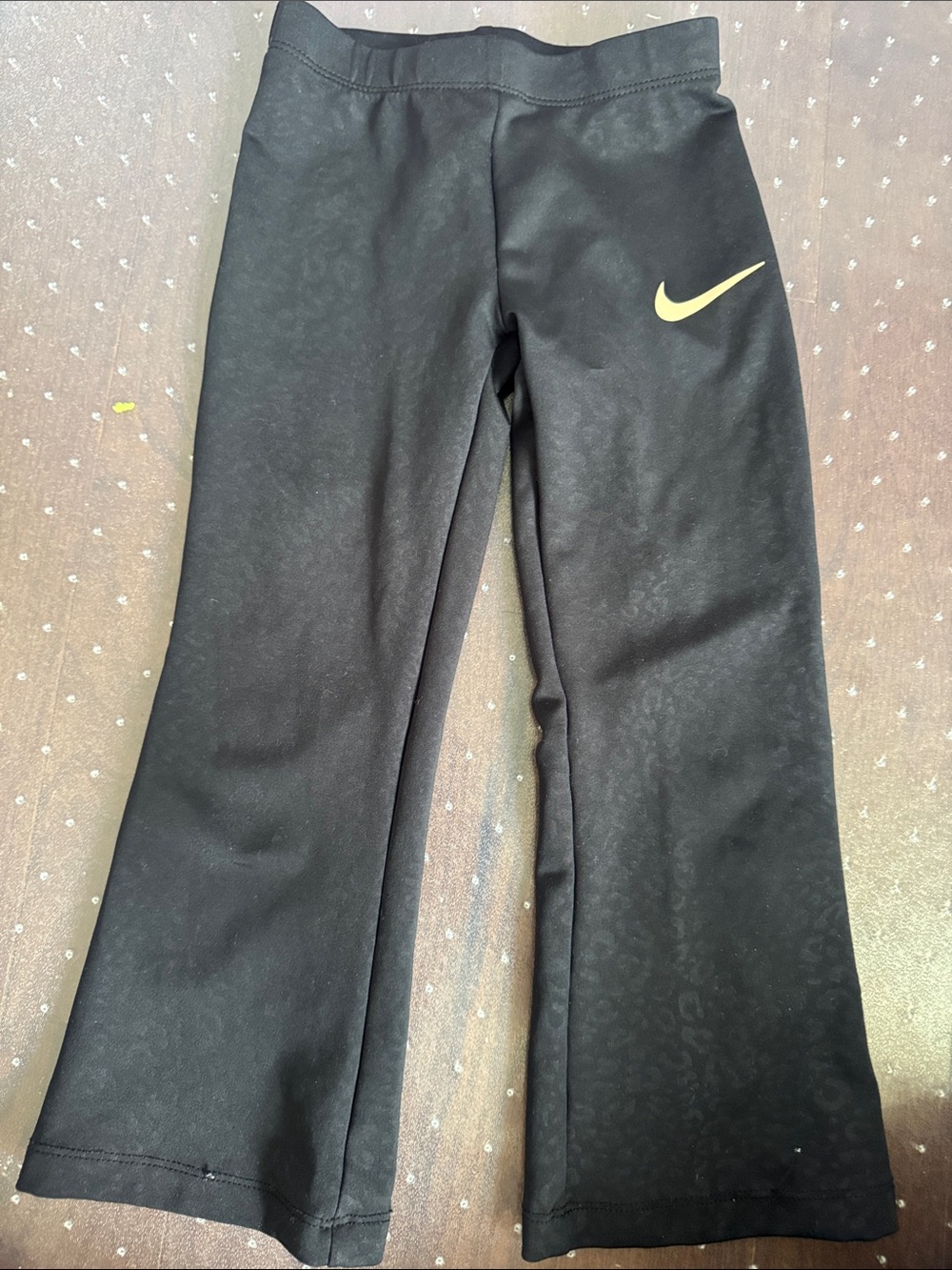 Nike Kids Black Leggings with Yellow Swoosh